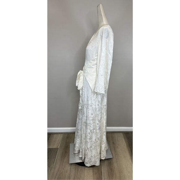 NWT Galvan London Silk Blend Jacquard Havana Maxi Wrap Dress White Size 4 $2,295 - Picture 8 of 13